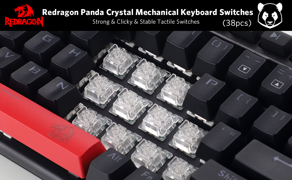 Redragon Panda Mechanical Keyboard Switches 38pcs with glitter powerder design for en user