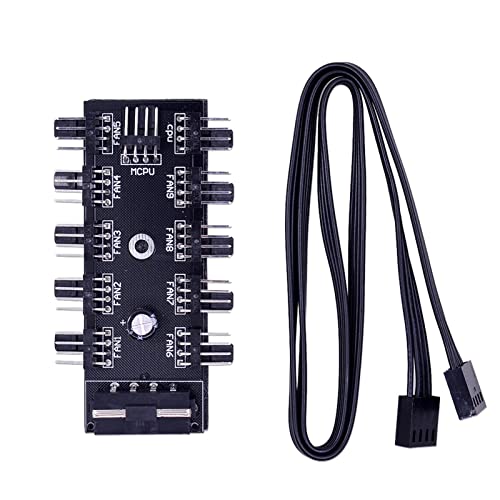 10pcs Cooling Fan Hub Splitter Cable PWM 12V 4Pin Power Supply Adapter PC 1 to 10 4Pin Cooler for PC Mining