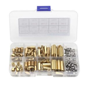 120pcs M4 Hex Brass Standoff Male Female Thread Pillar Spacer Mount Screw Nut PCB Motherboard Assortment Kit with Screws and Nut - (Color: As Pictures Show)