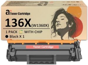 136X Toner Cartridge Compatible for HP Laserjet 136X W1360X Black Toner Cartridges Work for HP Laserjet M211d M211dw MFP M236d M236sdn M236dw M236sdw Printers 1 Pack