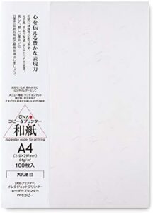 Washi Paper Printable A4 Printer Paper (100 Sheets), TAIREISHI Japanese Paper for Printing, Multipurpose Copy Paper for Laser and Inkjet Printers, Made in JAPAN (47301)