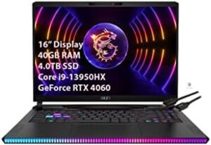 MSI GE68HX Raider 16” Gaming Laptop – Intel Core i9-13950HX – GeForce RTX 4060-144HZ FHD+ (1920 x 1200) – Windows 11 Home – Kuulpal HDMI Cable (40GB RAM | 4TB SSD) (Raider GE68HX)