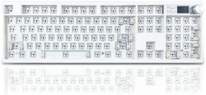 FKZ GMK104 Mechanical Keyboard Kit,VIA Programmable Hot Swap Gasket Custom RGB Gaming Barebones Keyboard with Screen&Knob Wireless BT5.0/2.4G/USB-C Wired NKRO 100%-Full Size DIY Kit (White)