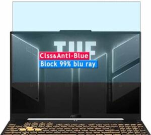 Vaxson Anti Blue Light Tempered Glass Screen Protector, compatible with ASUS TUF Gaming F16 FX607 FX607JV 16″ Laptop Visible Area Cover Only, 9H Film Protectors [ Not Full Coverage ]