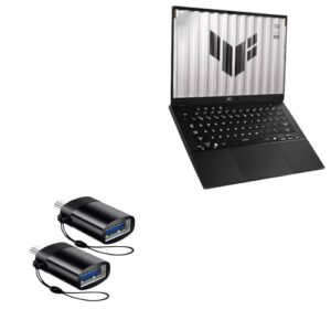 BoxWave Cable Compatible with ASUS TUF Gaming A14 (2025) Model FA401KM (14 in) – USB-C to A PortChanger (2-Pack), USB Type-C OTG USB Portable Keychain – Slate Black