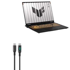 BoxWave Cable Compatible with ASUS TUF Gaming F16 Model FX608JMR (16 in) – PowerDisplay PD Cable (6ft) – USB-C to USB-C (100W), LED Wattage Info Extra Long Braided Nylon – Jet Black