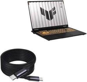BoxWave Cable Compatible with ASUS TUF Gaming F16 Model FX608JMR (16 in) – DirectSync PD Cable (10ft) – USB-C to USB-C (100W), Long Type C Braided Nylon Alloy Fast Charge – Jet Black