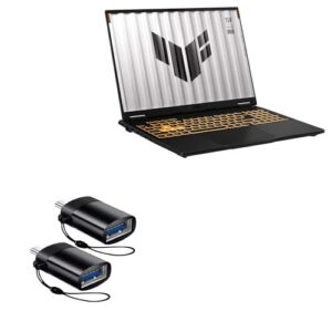 BoxWave Cable Compatible with ASUS TUF Gaming F16 Model FX608JMR (16 in) – USB-C to A PortChanger (2-Pack), USB Type-C OTG USB Portable Keychain – Slate Black