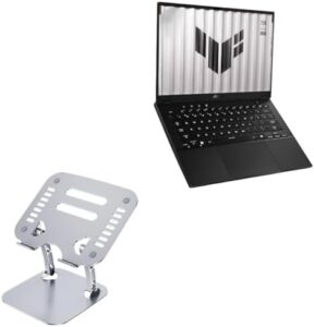BoxWave Stand and Mount Compatible with ASUS TUF Gaming A14 (2025) Model FA401KM (14 in) – Executive VersaView Laptop Stand, Ergonomic Adjustable Viewing Angle Metallic Riser – Metallic Silver