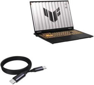 BoxWave Cable Compatible with ASUS TUF Gaming F16 Model FX608JMR (16 in) – DirectSync PD Cable (3ft) – USB-C to USB-C (100W), Type C Braided Charge and Fast Sync – Jet Black