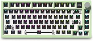 FKZ K75 Barebone Keyboard Kit,75% Hot Swap Tri-Mode Bluetooth 5.0/2.4G Wireless/Type-C Wired RGB Mechanical Gaming Keyboard Kit with Knob Screen Gasket PCB Mount Custom Keyboard DIY Kit (Green)