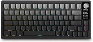 FKZ LT75 Wireless Mechanical Keyboard with Screen&Knob,75% Gasket Hot Swappable Pre-lubed Switch Custom RGB Gaming Keyboard with Side Printed PBT Keycaps BT5.0/2.4G/Type-C Wired NKRO Keyboard (Black)