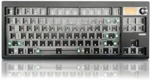 FKZ GMK87 TKL Mechanical Keyboard Kit,80% Hot-Swap Tri-Mode BT 5.0/2.4G/USB-C Wireless RGB Gaming Keyboard Custom Gasket Mounted TFT LCD Screen Barebones Kit with DIY Knob for PC Mac(Black)