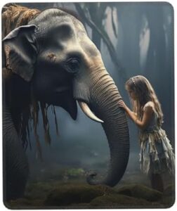 Mousepad Elephant and Girl Mouses Mat for Wireless Mouses Computer Keyboard Mat with Non-Slip Rubber Gaming Desk Pad Square Desk Mat for Office Laptop 10 x 12 inch