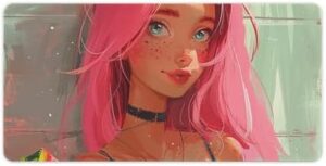 Square Mousepad with Non-Slip Rubber Base Peach Hair Girl Mousepad Gaming Mousemat Waterproof Funny Mousepad Large Desk Mat Washable Computer Mousepads for Laptop Office Home Working 23.6×11.8in