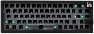 BOYI GMK67S-65% Keyboard Kit,Hot-Swappable BT5.0/2.4G/Type-C Tri-Mode Wireless RGB Mechanical Keyboard Gasket Mounted Kit,Customized South-Facing LED Barebones Kit(Black+LCD Screen)