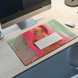 Square Mousepad with Non-Slip Rubber Base Peach Hair Girl Mousepad Gaming Mousemat Waterproof Funny Mousepad Large Desk Mat Washable Computer Mousepads for Laptop Office Home Working 29.5 X 15.7 in