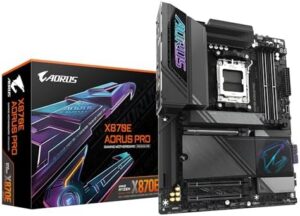 GIGABYTE X870E AORUS PRO Motherboard – Supports AMD Ryzen 9000 CPUs, 16+2+2 Phases Digital VRM, up to 8000MHz DDR5 (OC), 4xPCIe 5.0 + 4xM.2,Wi-Fi 7, 2.5GbE LAN, USB 3.2 Gen 2×2