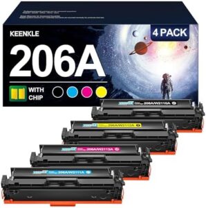 KEENKLE Compatible Laserjet Toner Catridge Replacement for HP 206A (with Chip) (Black, Cyan, Magenta and Yellow, 4-Pack)