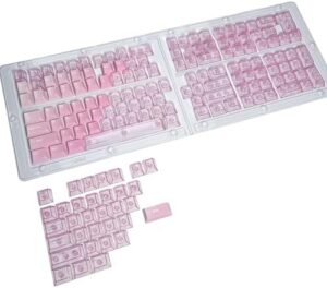 Mechanical Keyboard Keycap Set for Cherry MX/Gateron/Kailh & Other Cross-Stem Switches, Fits 61/68/75/84/87/98/104 Layouts, Gradient Dye-Sub, PC Transparent (Pink)