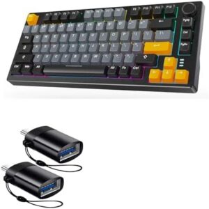 BoxWave Cable Compatible with ARZOPA K81 RGB Mechanical Gaming Keyboard – USB-C to A PortChanger (2-Pack), USB Type-C OTG USB Portable Keychain – Slate Black