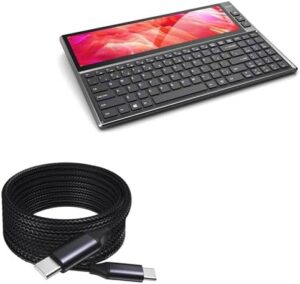 BoxWave Cable Compatible with Ficihp Mechanical Keyboard K1 – DirectSync PD Cable (10ft) – USB-C to USB-C (100W), Long Type C Braided Nylon Alloy Fast Charge – Jet Black