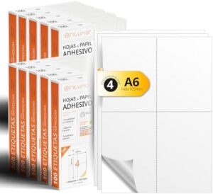A4 Sheets of White Self Adhesive Labels, Create Your Own Customized, Secure Self-Adhesive A4 Paper, Self Adhesive Label for Printing – Ofituria (4 Per Sheet, 1000 Sheets)