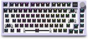 FKZ K75 Barebone 75% Hot Swap Tri-Mode Bluetooth 5.0/2.4G Wireless/Type-C Wired RGB Mechanical Gaming Keyboard With Knob Screen Gasket PCB Mount Custom DIY Kit (Purple)