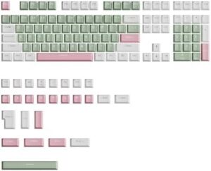 134PCS OEM Height Double Shot Green and White Keycaps for Mechanical Keyboard Enthusiasts