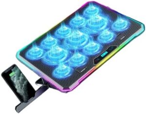 Laptop Coolers Pad with 13 Light Fan Quiet Operate for 14-21Inch Devices 8Height Setting Laptop Cooling Pad Stand