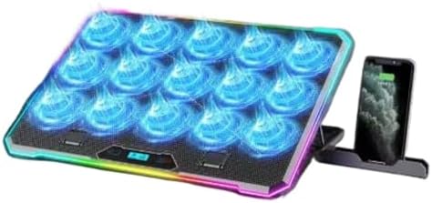 Laptop Coolers Pad with 13 Light Fan Quiet Operate for 14-21Inch Devices 8Height Setting Laptop Cooling Pad Stand