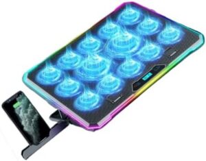 Laptop Cooling Pad LED Lights 13Fans for 14-21Inch Laptops Coolers 8Level Adjustable Height Stand Double USB Port