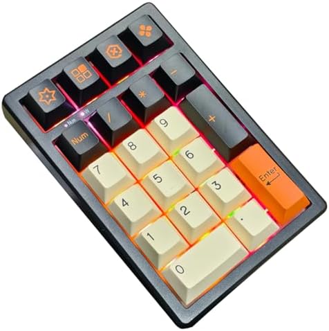 BOYI TD21 Hot Swap Numpad,21 Keys Mini Numpad Portable Keypad Bluetooth5.0/2.4G/Wired Number Pad Keyboard PBT Keycaps RGB Backlit Type-C Mini Keyboard (Single Yellow Cherry Keycaps)