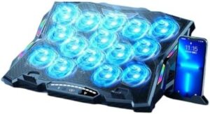 Laptop Coolers Pad with 13 Light Fan Quiet Operate for 14-21Inch Devices 8Height Setting Laptop Cooling Pad Stand