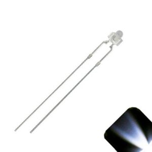 1.8mm / 2mm Round Top Cool Clear White LED – Ultra Bright (Pack of 100)