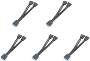 1PC Motherboard USB 3.0 19PIN Header 1 to 2 Extension Splitter Cable 20cm 19Pin Internal Extension Header Cable Black USB 3.0 Motherboard Cable