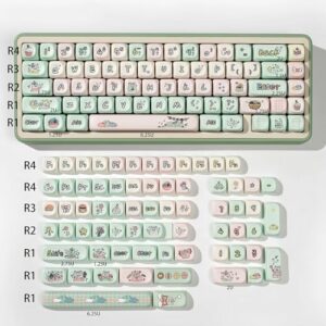 1Set Cartoon Keycaps Refreshing Milk Green Keycap Set for Mechanical Keyboards Switches Keycaps