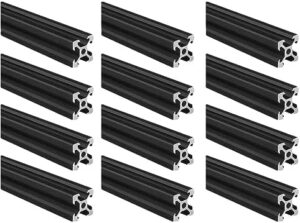2020 Aluminum Extrusion V Slot 390mm Long Black 4 Pack, Extruded Aluminum Profile V-Slot 20 Series European Standard Anodized Linear Rail 20 x 20 15.35″ 4Pcs