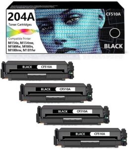 204A Black Toner Cartridge Compatible for HP Color Laserjet Pro MFP M180nw M154nw M180n M154a MFP M181fw Printer CF510A Compatible with Original Toner Cartridges Black x 4