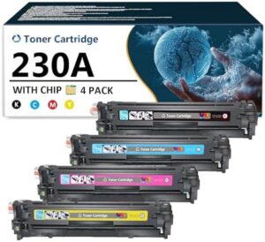 230A Toner Cartridge Replaces for HP Laserjet 230A W2300A W2301A W2303A W2302A 4 Pack Toner Cartridges Replacement Toner for HP Color Laserjet Pro 4203dw 4203dn MFP 4303dw Printers, KCMY