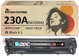 230A Toner Cartridges Replacement for HP 230A W2300A W2301A W2303A W2302A Toner Cartridge Compatible for HP Color Laserjet Pro 4203dw 4203dn MFP 4303dw Printers, 1 Black