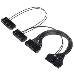 24 Pin Male 1 to 3 Port Female Power Supply Splitter Cable Chasses Power Supply 30CM Extension Adapters