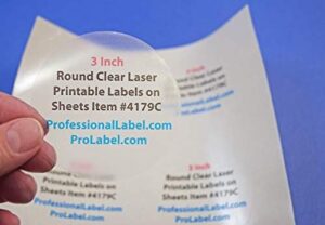 3 inch Round Clear Glossy Laser Printable Labels 50 Sheets 4179C