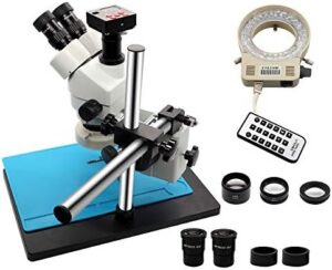 3.5X-90X 1080P Simul-Focal Stereo Trinocular Microscope + 21MP HDMI Video Digital Camera + LED Adjustable Light for Phone PCB Soldering Repair
