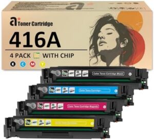 416A Toner Cartridges Replacement for HP 416A W2040A W2041A W2043A W2042A Toner Cartridge Compatible for HP Laserjet Pro M454dn M454dw MFP M479dw M479fdn Printers, 4 Pack(KCMY)