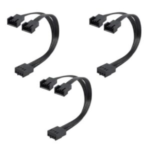 4Pin PWMs Fan Cable 1 to 2 Ways Splitter Black Sleeved 13cm Extension Cable Connectors PWMs Extension Cable