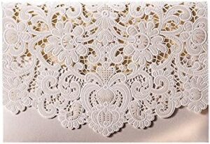 5×7.3 Inch 50PCS White Laser Cut Wedding Invitations with Embossed Lace Floral Invitation for Wedding Invites