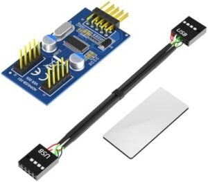 9Pin USB Header Female 1 to 2 Female Extension Cable Card Desktop 9Pin USB HUBs USB2.0 9Pin Connectors Adapter Port