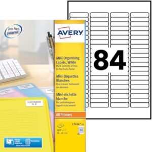 AVERY – L7656-25 – 2100 Mini Adhesive Personalised Labels White. 46 x 11.1 mm. Laser Printing