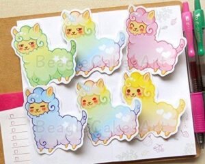 Alpaca Stickers Set of 6 (Large), Kawaii Stickers, Llama Stickers, Alpaca Stickers, Planner Stickers, Animal Stickers, Waterproof Stickers